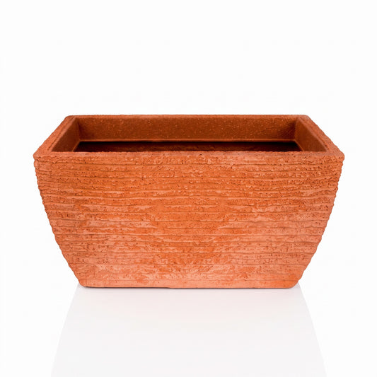 Solen Garden | Modern Lightweight Outdoor Planters KALINA 180 rectangular resin planter with matte terracotta texture