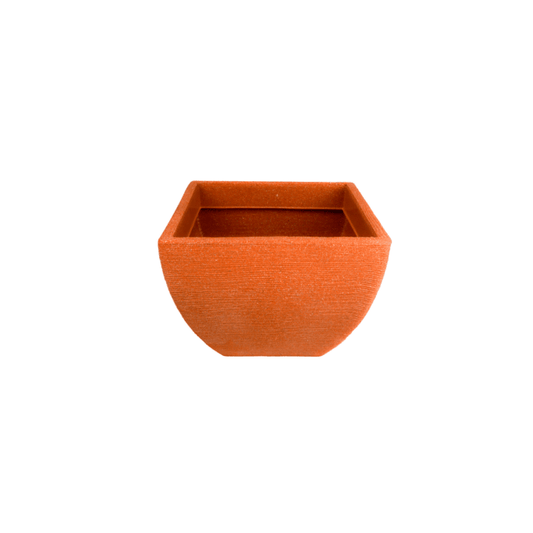 Solen Garden | Modern Lightweight Outdoor Planters LUMEN 140 square resin planter in a textured terracotta finish.