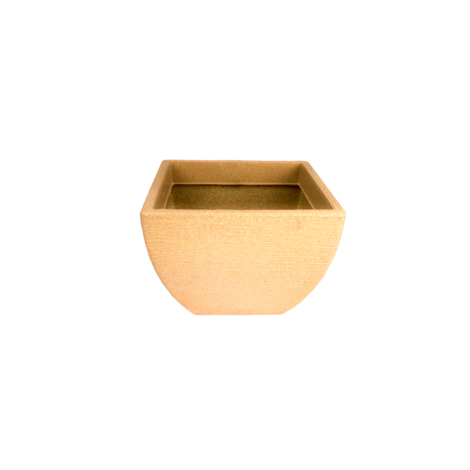 Solen Garden | Modern Lightweight Outdoor Planters LUMEN 140 square resin planter with a matte stone texture finish.