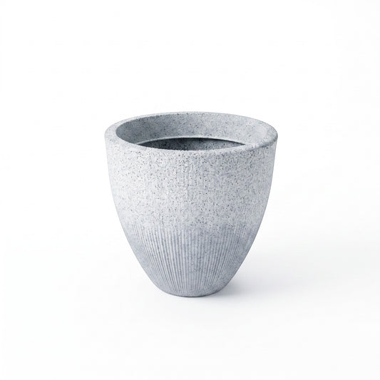 Solen Garden | Modern Lightweight Outdoor Planters BOTONIA 020 grey tapered resin planter with matte stone texture