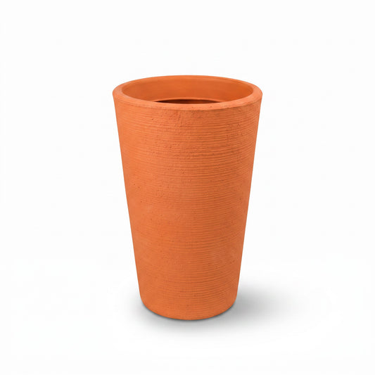 Solen Garden | Modern Lightweight Outdoor Planters LIVA 090 tall terracotta-colored resin planter with matte texture